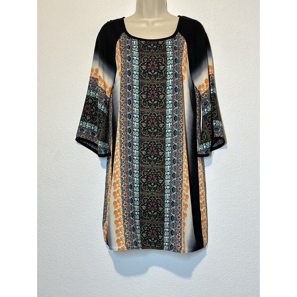 Uncle‎ Frank Dress XS/S Multicolor Shift Bell Sleeve Artsy Boho Hippie Festival
